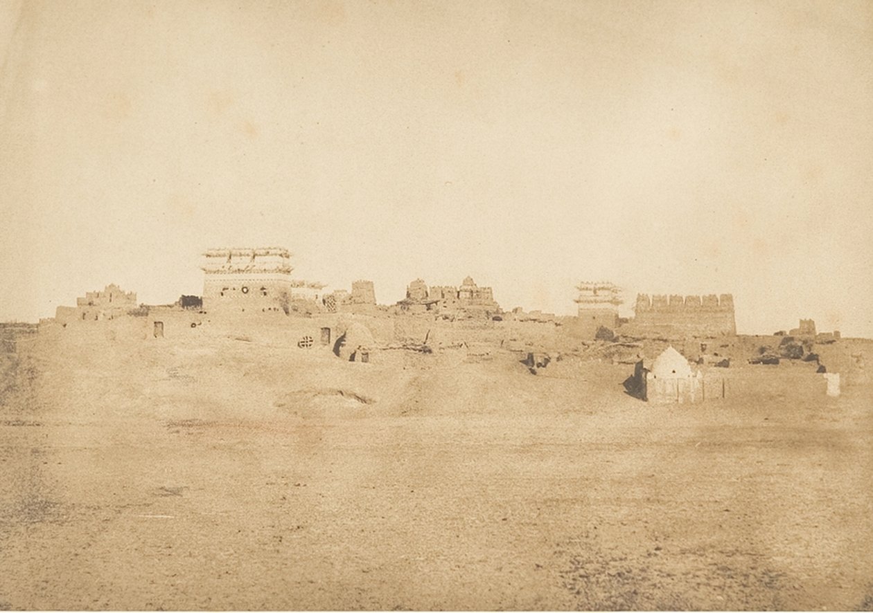 منظر لجزء من قرية الأقصر ، طيبة ، 1849-50. بواسطة ماكسيم دو كامب