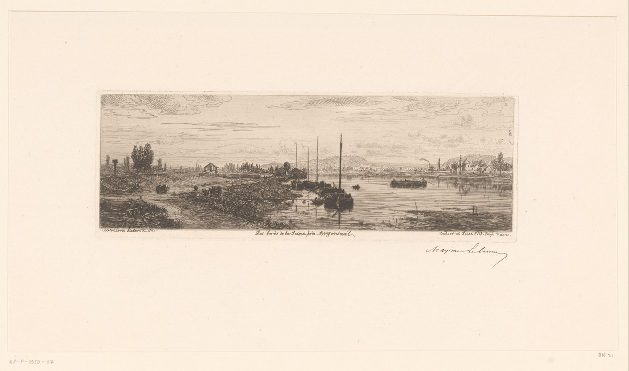 منظر لنهر السين بالقرب من Argenteuil Les bords de la Seine près Argenteuil (العنوان على الجسم) بواسطة ماكسيم فرانسوا أنطوان لالان (توقيع الفنان)