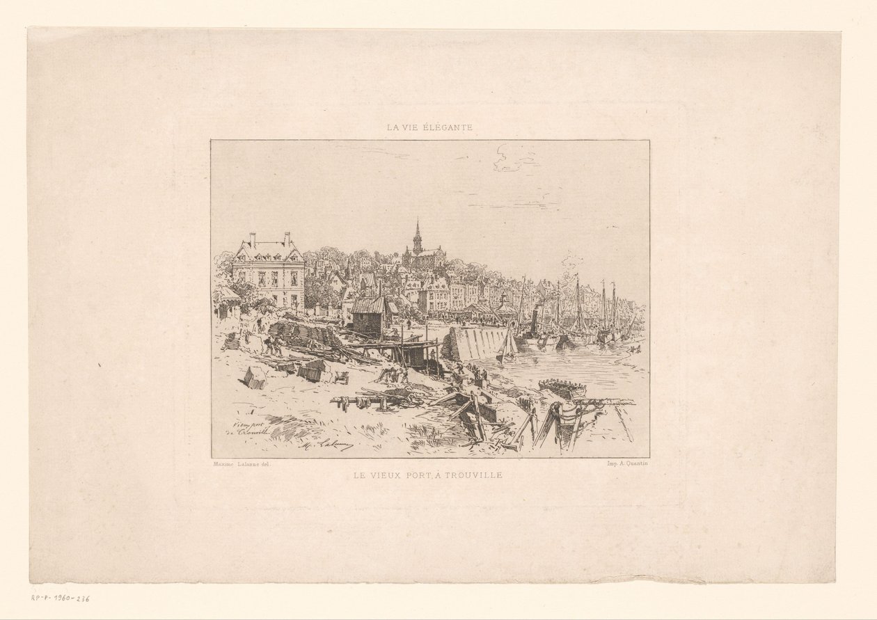 Gezicht op de Haven van Trouville الميناء القديم في تروفيل (العنوان على الكائن) الحياة الأنيقة (عنوان المسلسل على الكائن) بواسطة ماكسيم فرانسوا أنطوان لالان