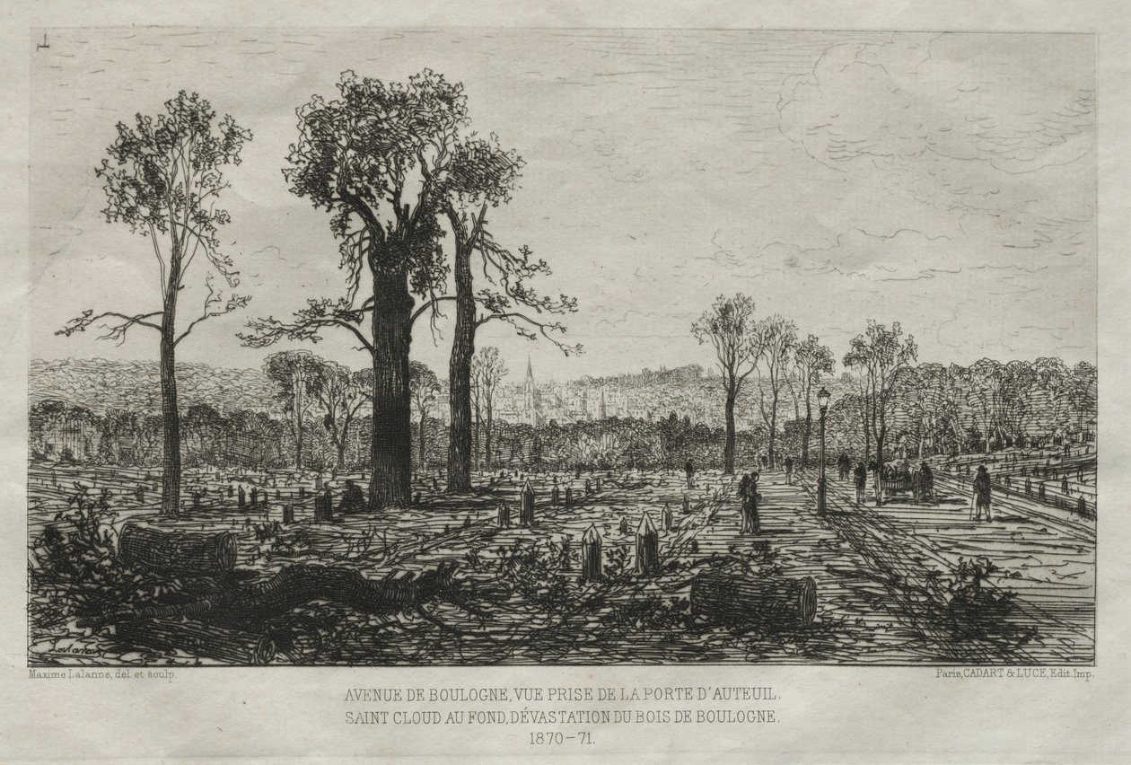 ذكريات فنية عن حصار باريس: شارع بولون ، Vue مأخوذ من Porte DAuteuil ... ، 1879 بواسطة مكسيم لالان