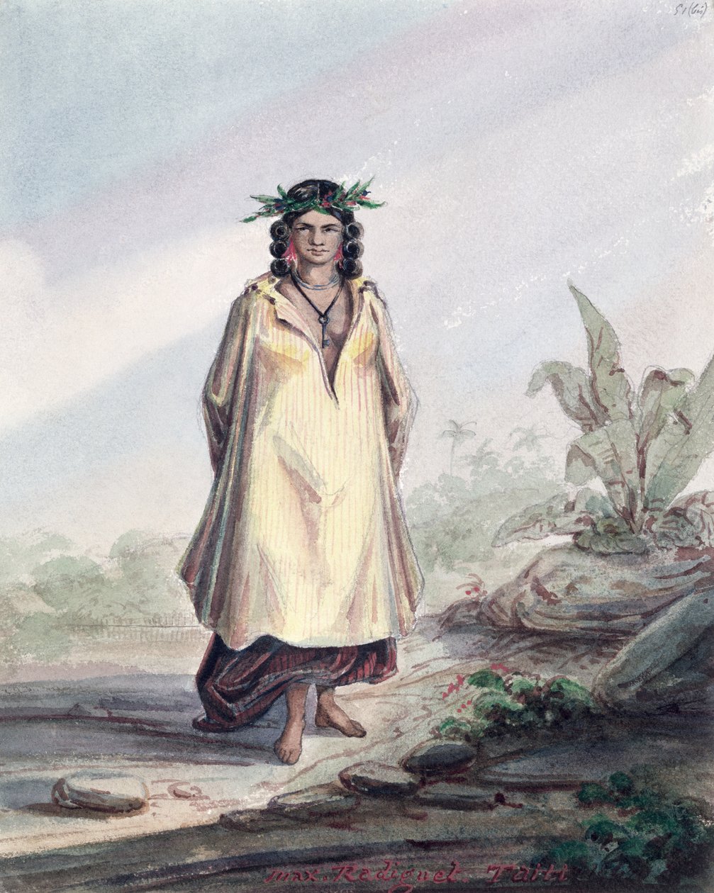 امرأة شابة من تاهيتي ، c.1841-48 (قلم وحبر ومرحاض على ورق) بواسطة ماكسيميليان راديجيت
