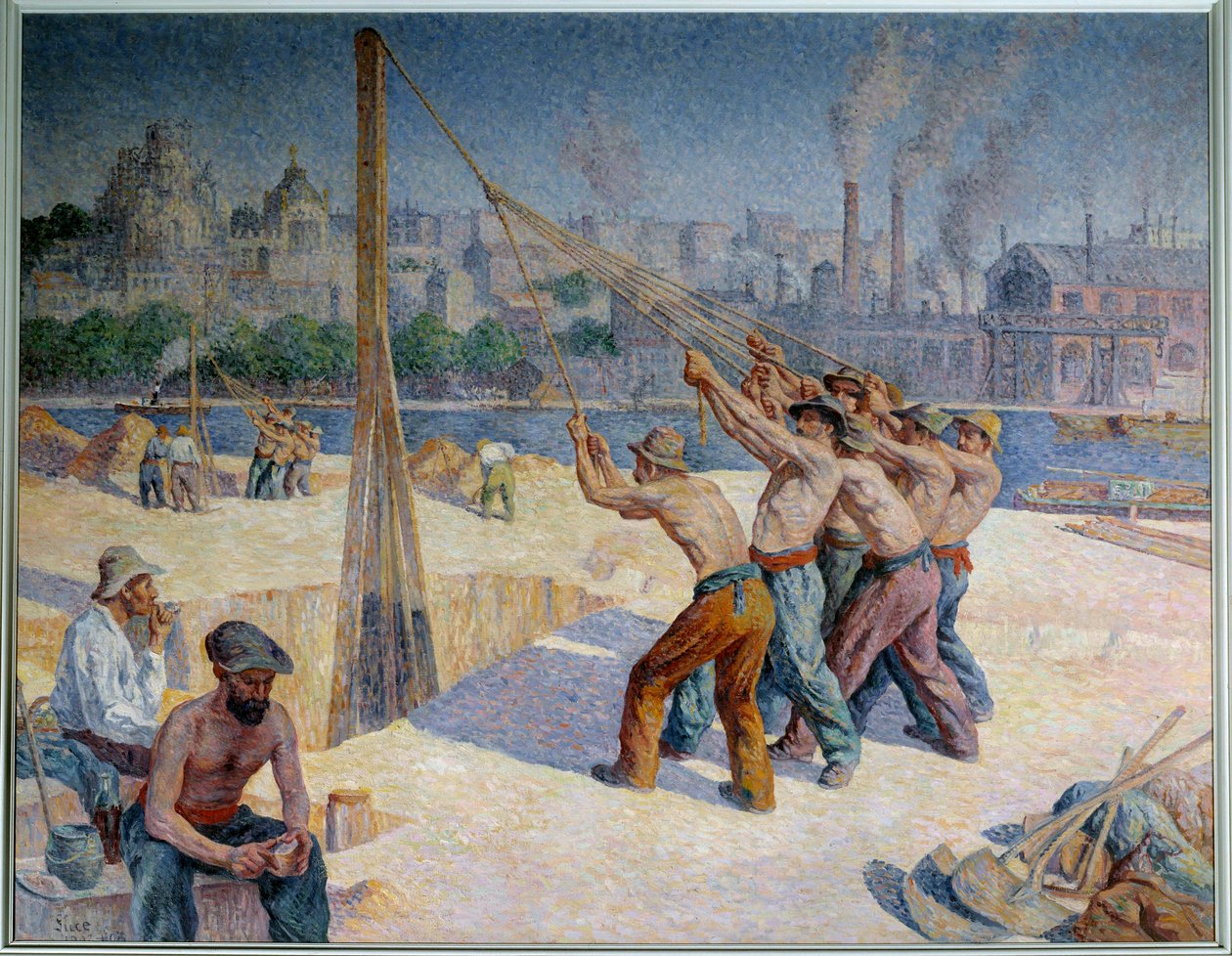 عازفو الطبول على Quai de la Seine a Billancourt لوحة رسمها Maximilien Luce (1858-1941) 1903 Dim. 1.53 x 1.95 m. باريس ، متحف أورسيه بواسطة ماكسيميلين لوس