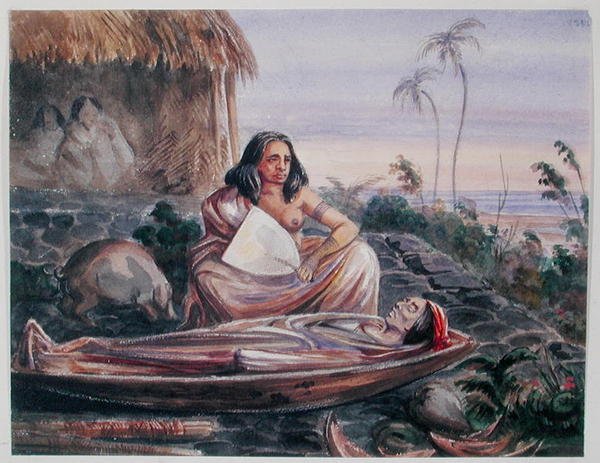 جنازة في تاهيتي ، 1841-1848 (ألوان مائية على ورق) بواسطة ماكسيميليان راديجيت
