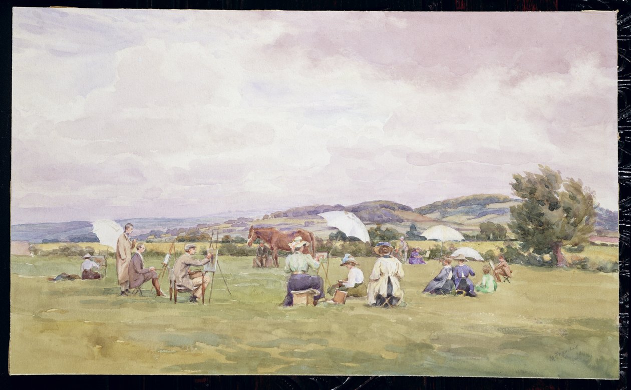 حفلة رسم على كوتسوولدز ، حوالي عام 1910 (ألوان مائية على ورق) بواسطة ماي فرانسيس