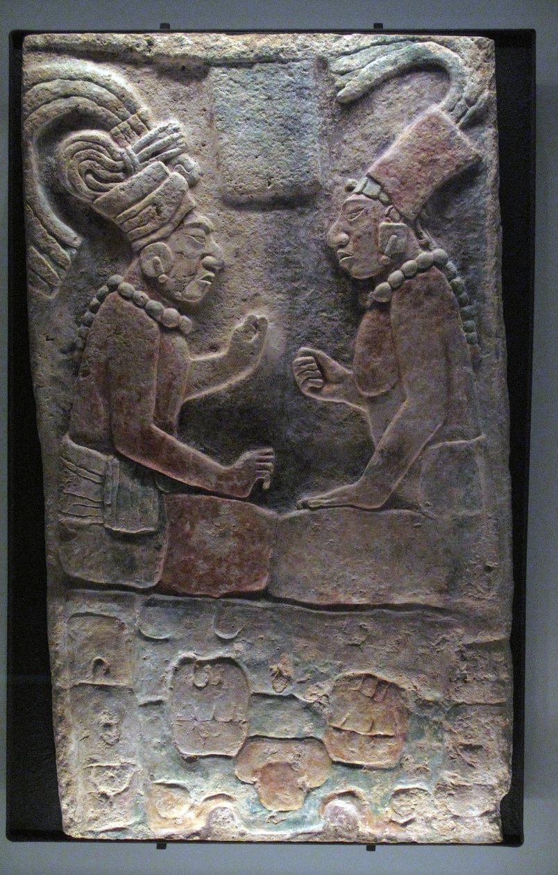 رجلان جالسان ، El Chicozapote ، Usumacinta ، أواخر العصر الكلاسيكي ، 600-900 م بواسطة المايا