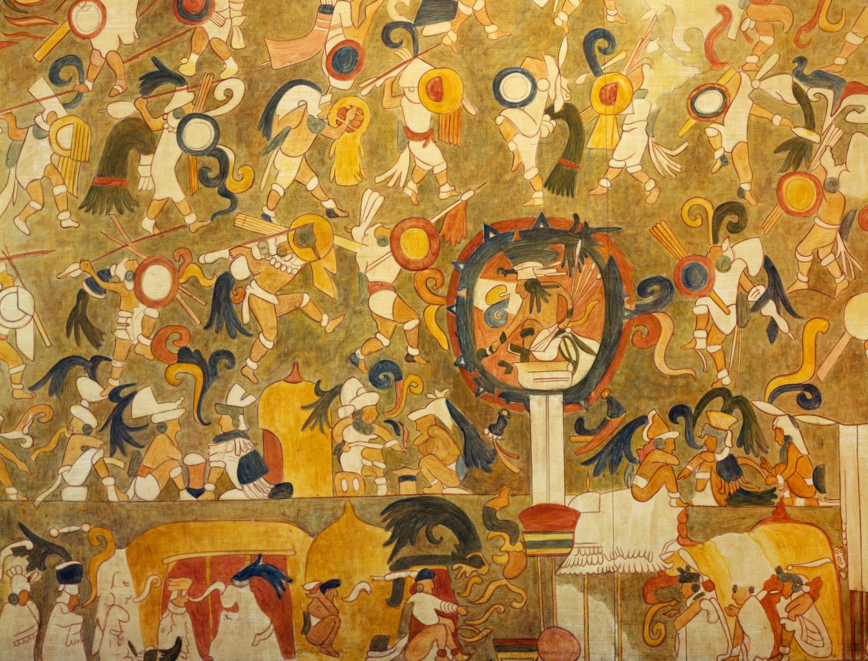 Reconstruction of a Mayan painting from Chichen Itza (Yucatan, Mexico) depicting a battle scene. Mayan Civilization. بواسطة المايا المايا