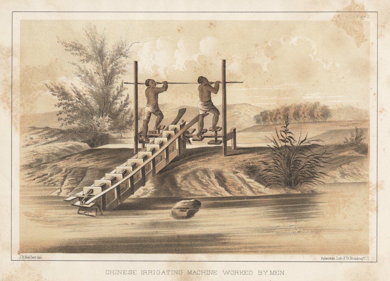 آلة الري الصينية التي يعمل بها الرجال ، 1855 بواسطة مفيرت