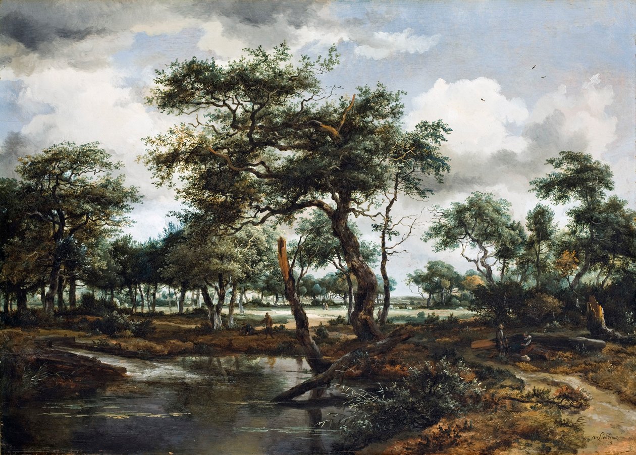 بركة في الغابة ، 1668 (زيت على لوح بلوط) بواسطة ميندرت هوبيما