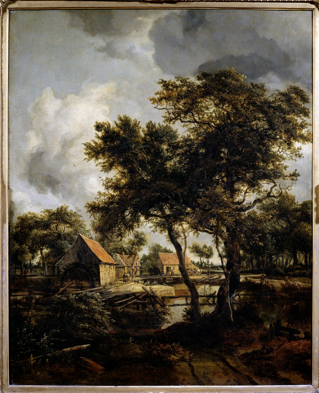 طاحونة المياه لوحة رسمها Meindert Hobbema (1638-1709) (ec.flam.) القرن السابع عشر الشمس. 0،8x0،66 م باريس ، متحف اللوفر. بواسطة ميندرت هوبيما