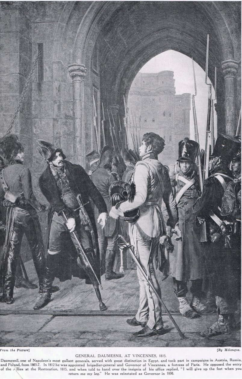 الجنرال Daumesnil في Vincennes ، 1815 ، رسم توضيحي من "تاريخ الأمم لهاتشينسون" ، ج .1910 بواسطة ميلانك