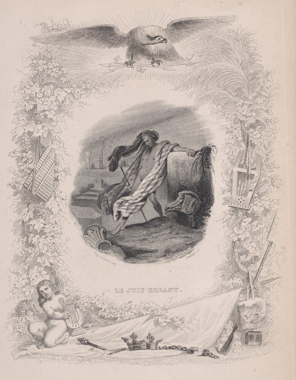 اليهودي التائه ، من The Songs of Béranger ، 1829. المؤلفون: ملكيور بيرونار ، جوبير. بواسطة ملكيور بيرونارد ، جوبيرت