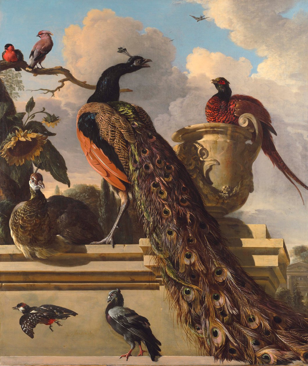 الطيور في الحديقة بواسطة Melchior de Hondecoeter