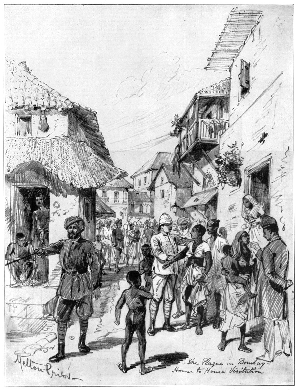 زيارة من منزل إلى منزل خلال الطاعون في بومباي ، الهند ، 1898. بواسطة ميلتون بريور