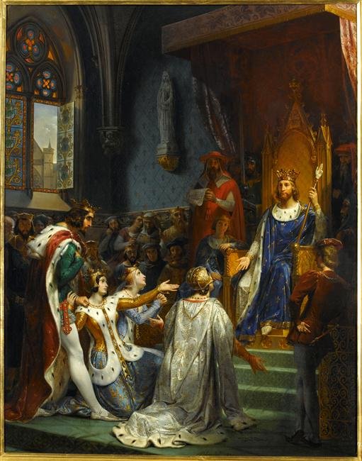 يستقبل الملك جون الثاني الصالح في متحف اللوفر تقديم تشارلز الثاني السيئ ، ملك نافار ، 1354 ن بواسطة ميري جوزيف بلونديل