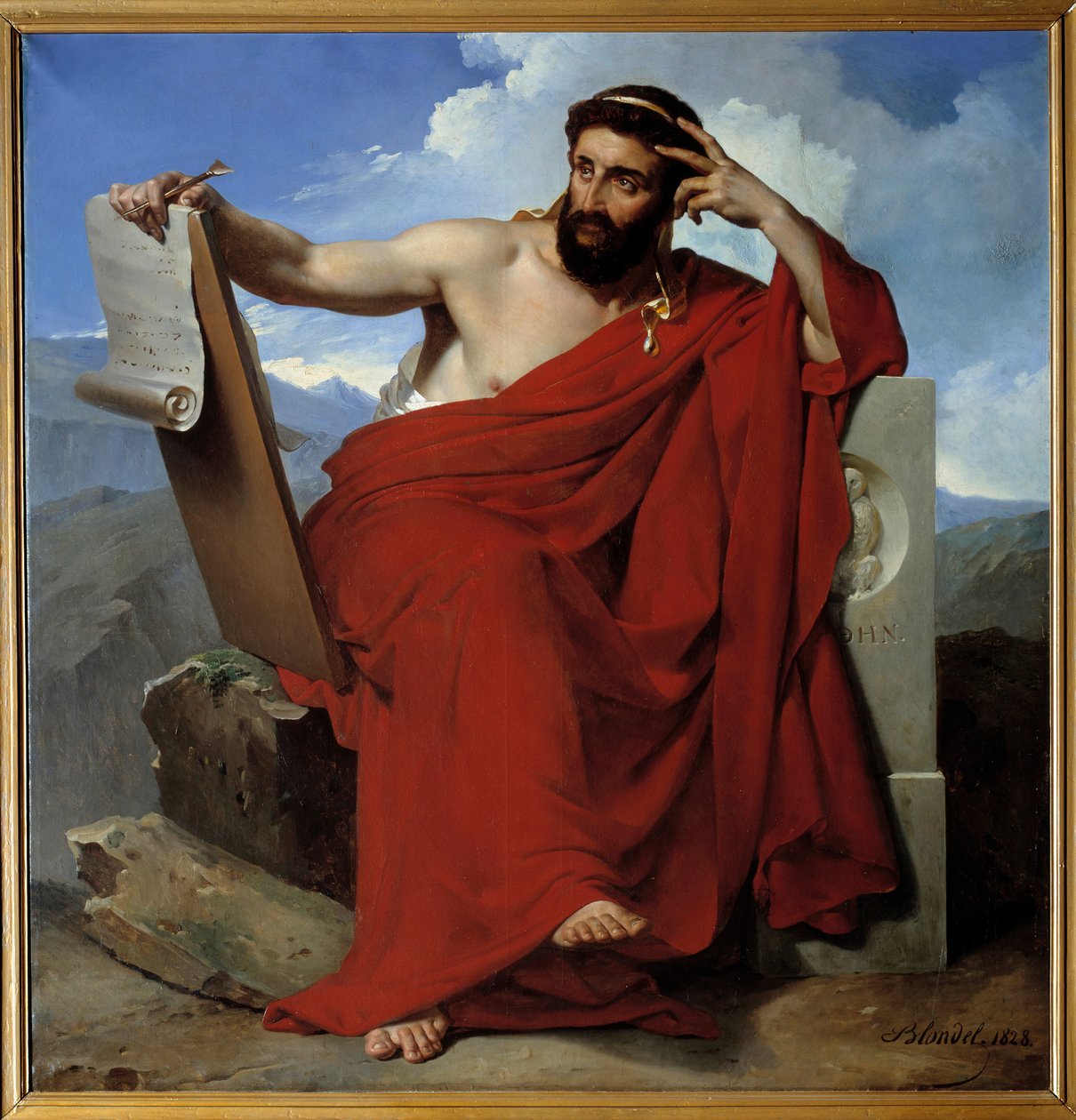 صورة لمشرع سولون وشاعر أثينا (حوالي 640 - 588 قبل الميلاد) لوحة لميري جوزيف بلونديل (1781-1853) 1828 أميان ، متحف دي بيكاردي - صورة للشاعر والمشرع سولون الأثيني (حوالي 640-ج. 588 قبل الميلاد). لوحة لميري جوزيف بلونديل بواسطة ميري جوزيف بلونديل