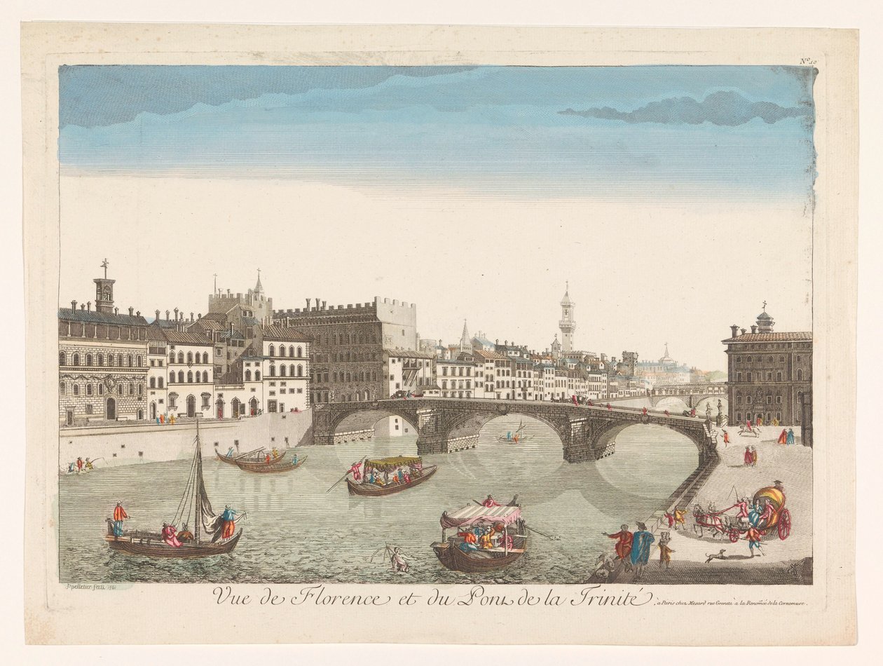 منظر لبونتي سانتا ترينيتا فوق نهر أرنو في فلورنسا Vue de Florence et du Pont de la Trinité (العنوان على الكائن) بواسطة ميسارد