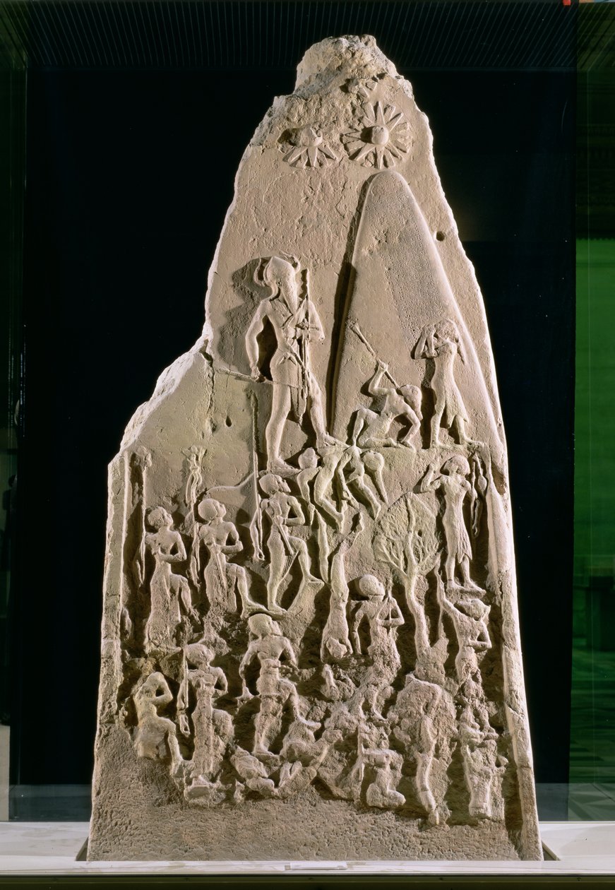 شاهدة النصر لنارام سين ، ملك العقاد ، فوق مسكن الجبل Lullubi ، الفترة الأكادية ، c.2230 قبل الميلاد (الحجر الرملي الوردي) بواسطة بلاد ما بين النهرين