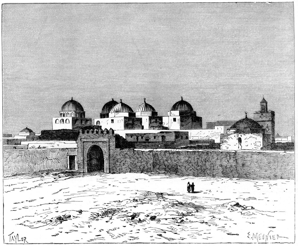 مسجد السيوف بالقيروان عام 1890 بواسطة Meunier