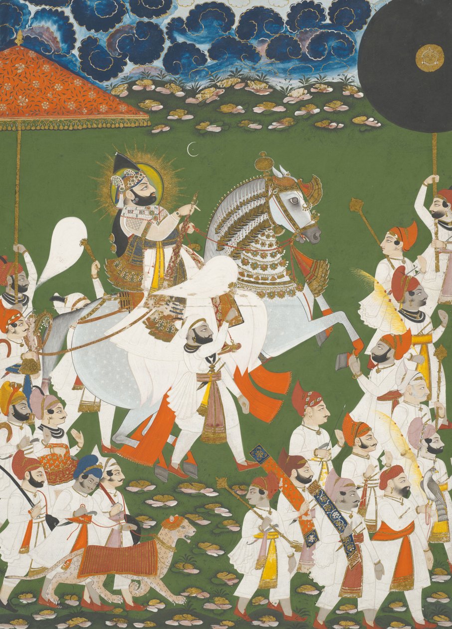ماهارانا بهيم سينغ في الموكب بواسطة Mewar India ؛ راجستان
