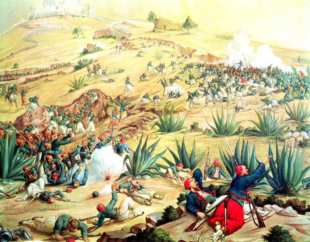 معركة بويبلا ، 5 مايو 1862 (نفط) بواسطة المدرسة المكسيكية