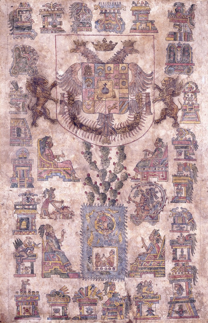 وثيقة مضيئة من المكسيك ، تظهر شعار النبالة لنائب الملك سوتومايور ، c.1645 بواسطة المدرسة المكسيكية