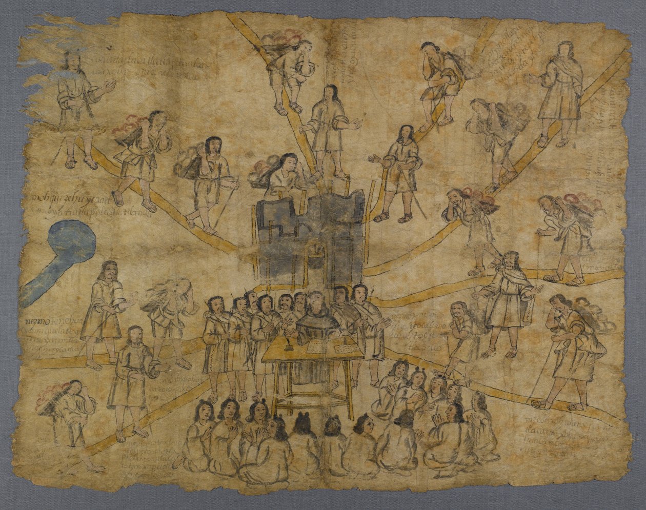 صفحة من Codex San Pedro Atlapolco ، Nahua (حبر ومرحاض على ورق amate) (انظر أيضًا 499243) بواسطة المدرسة المكسيكية