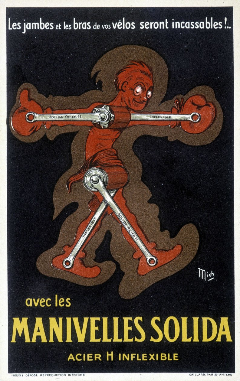الإعلان عن كرنك Velo المصنوع من الفولاذ الصلب. رسم ميشيل ليبو بواسطة أنا