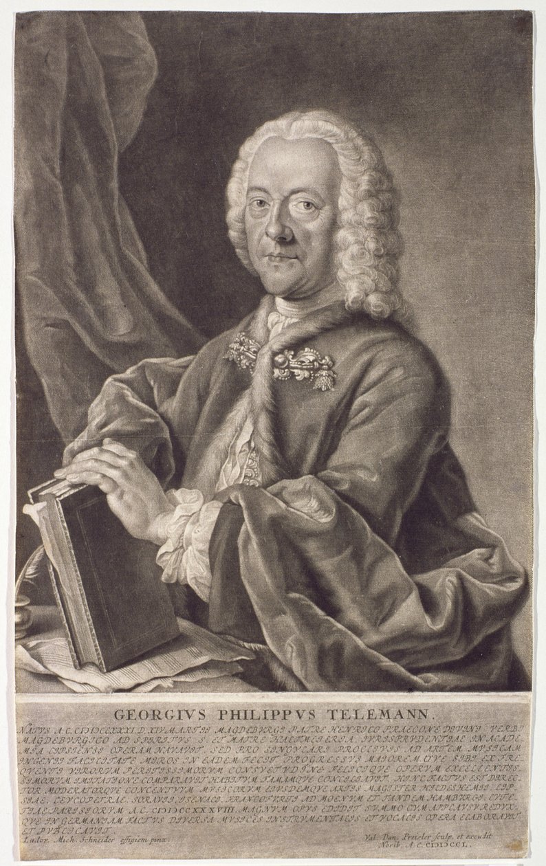 صورة لجورج فيليب تيليمان (1681-1757) منقوش بواسطة جورج بريسلر (1700-54) بواسطة مايكل شنايدر
