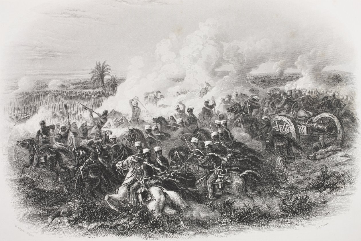 معركة موديكي ، 1845 ، محفورة من قبل CH Jeens ، من "معرض الصور التاريخية" ، تم نشرها عام 1880 بواسطة مايكل أنجيلو هايز