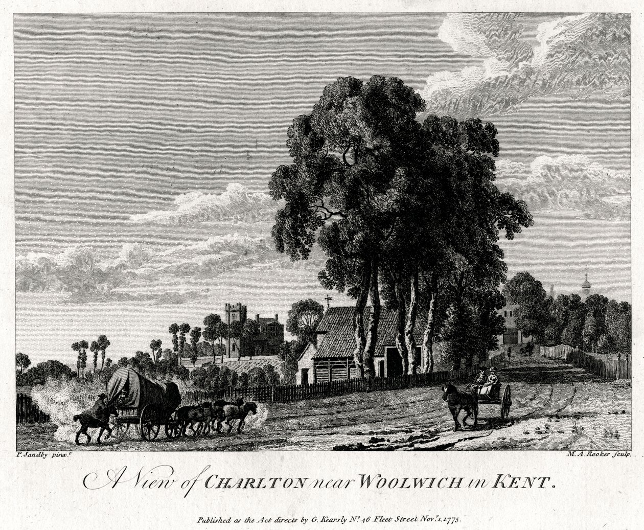 منظر تشارلتون بالقرب من وولويتش في كينت ، 1775. بواسطة مايكل أنجيلو روكر