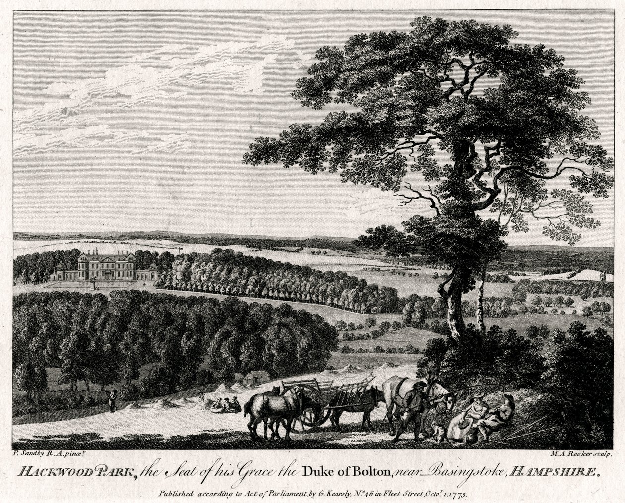 Hackwood Park ، مقعد نعمة دوق بولتون ، بالقرب من باسينجستوك ، هامبشاير ، 1775. بواسطة مايكل أنجيلو روكر