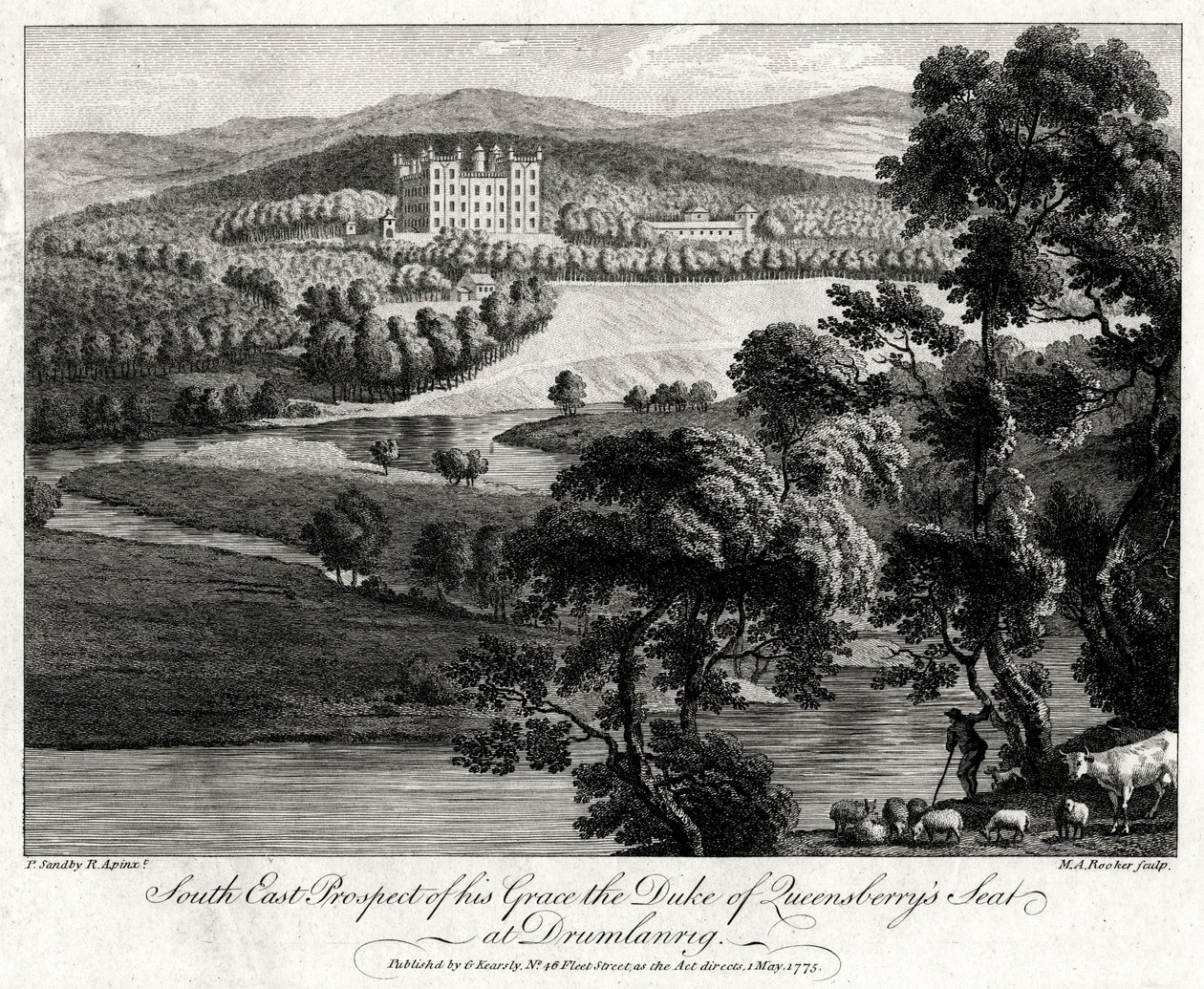 المرتقب الجنوبي الشرقي لمقعده غريس دوق كوينزبيريز في دروملانق ، اسكتلندا ، 1775 بواسطة مايكل أنجيلو روكر