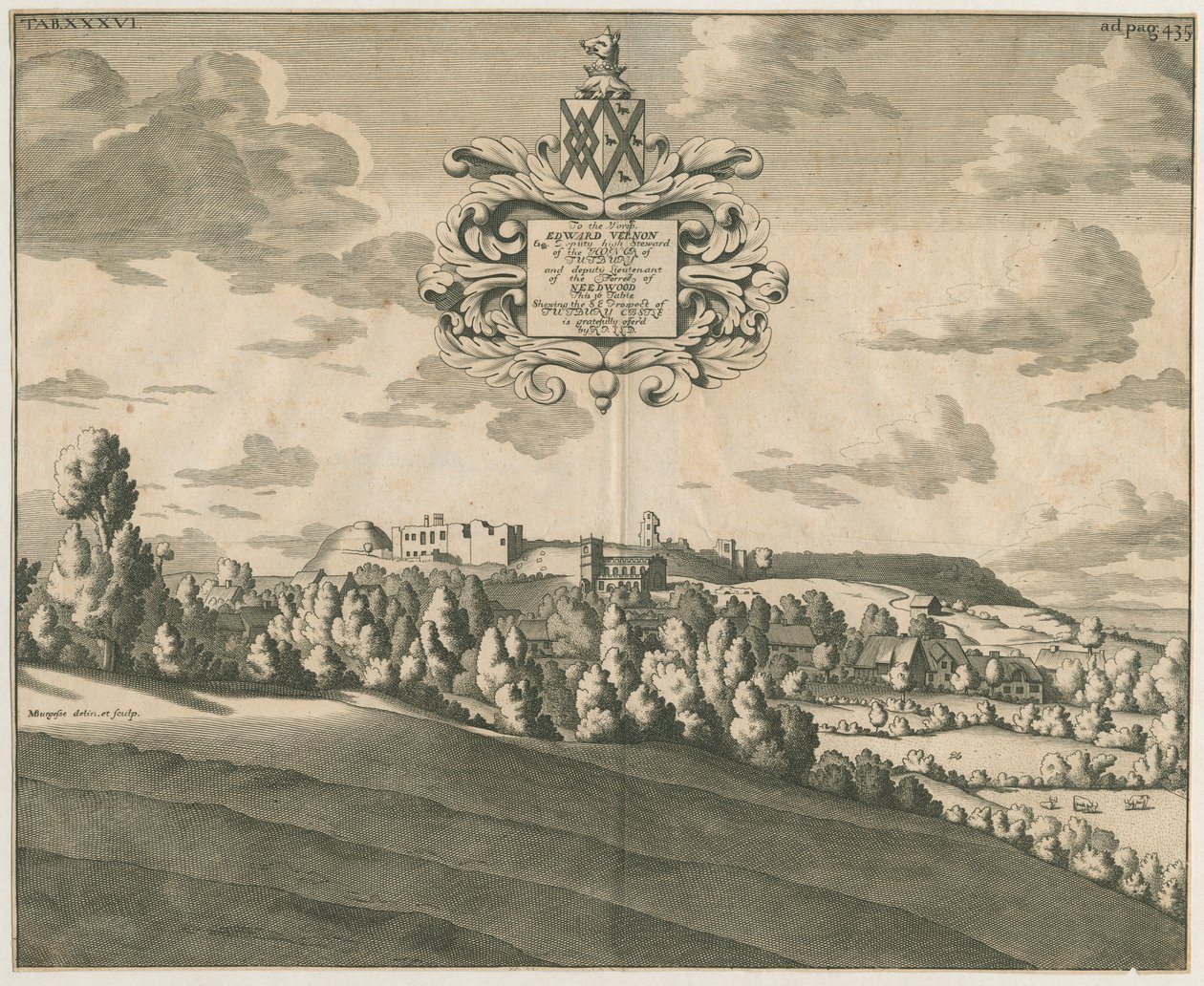 قلعة توتبيري - عرض بعيد: نقش على لوحة نحاسية ، بدون تاريخ [c 1686] بواسطة مايكل برغرز