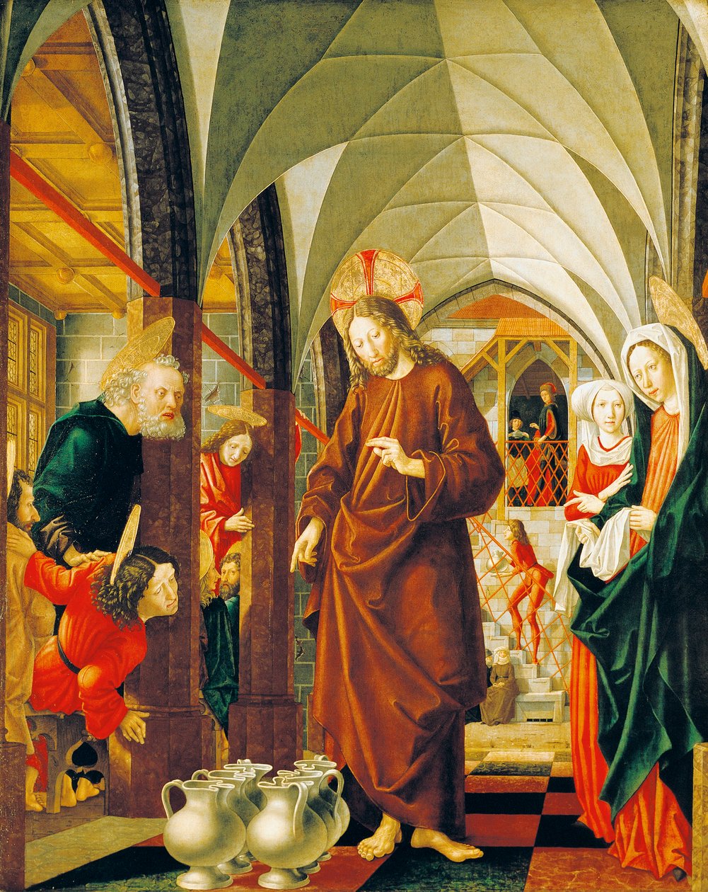 حفل زفاف في قانا ، لوحة من Stories of Christ ، St Wolfgang Altarpiece بواسطة مايكل باشر