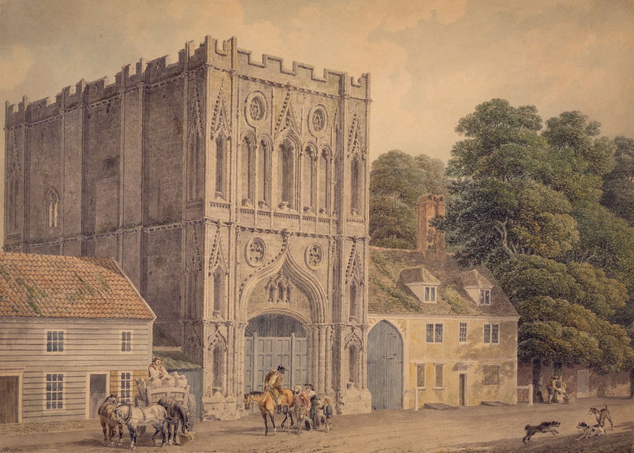 الجبهة الغربية من بوابة الدير ، Bury St. Edmunds ، 1788-1801 بواسطة مايكل روكر