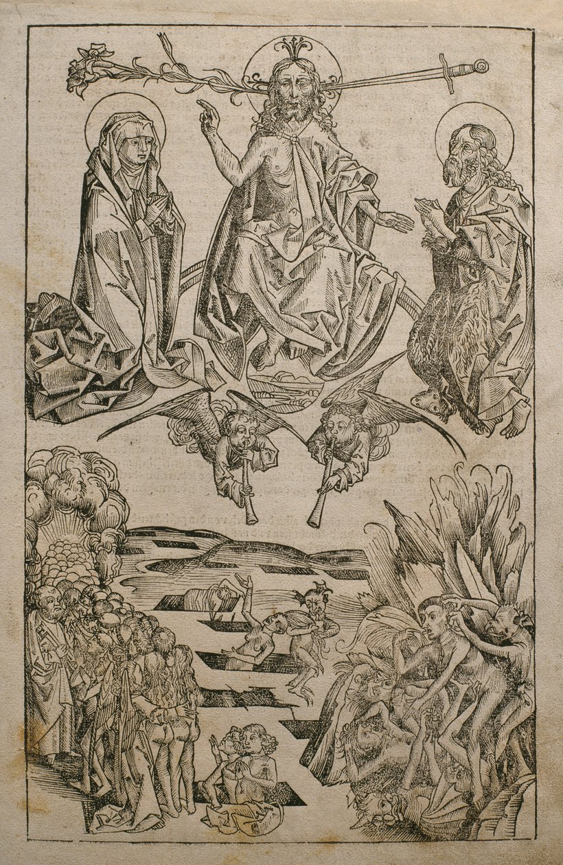 الحكم الأخير ، رسم توضيحي من "Liber Chronicarum" بواسطة هارتمان شيدل (1440-1514) نشر في نورمبرغ ، 1493 بواسطة مايكل و Pleydenwurff ، Wolgemuth