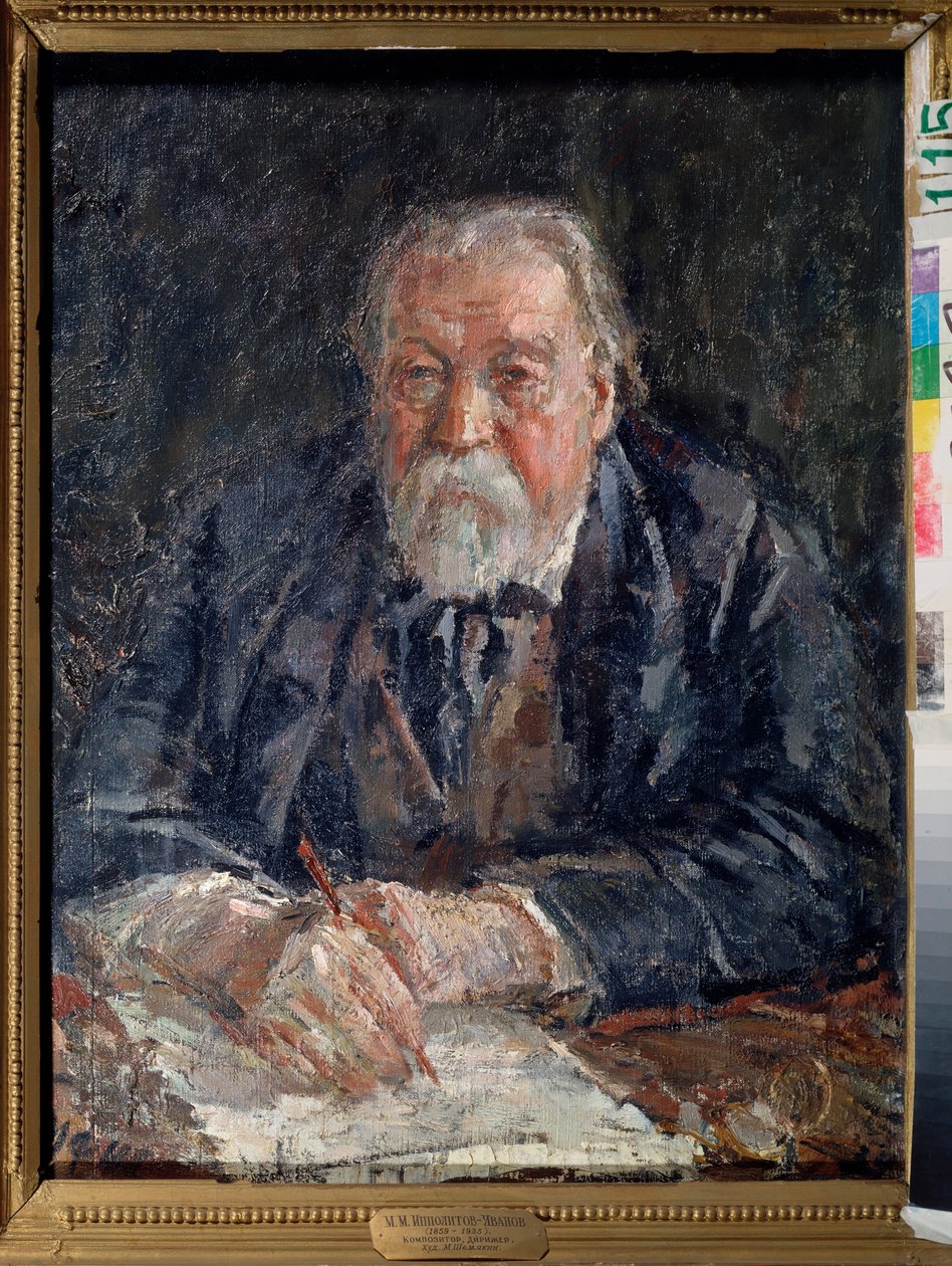 صورة للمؤلف ميخائيل إيبوليتوف إيفانوف (إيبوليتوف إيفانوف) (1859-1935). لوحة ميخائيل فيودوروفيتش شيمياكين (شيمياكين) (1875-1944) ، زيت على قماش بواسطة ميخائيل فيودوروفيتش شيماكين