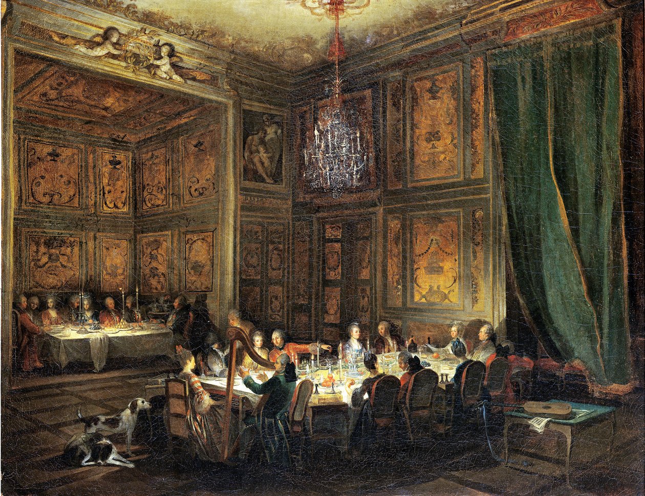 عشاء أمير كونتي (1717-1776) في المعبد ، 1766 بواسطة ميشيل بارتيليمي أوليفييه أو أوليفييه