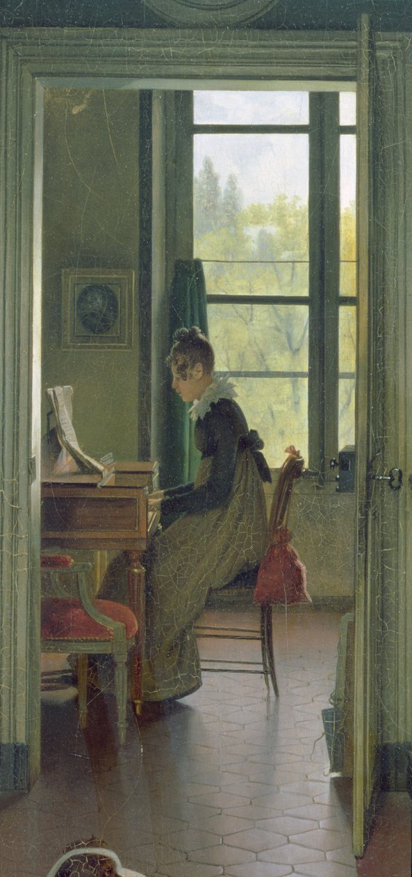 داخل غرفة الطعام ، تفاصيل امرأة تعزف على البيانو في الغرفة المجاورة ، 1816 (تفاصيل 106942) بواسطة ميشيل مارتن