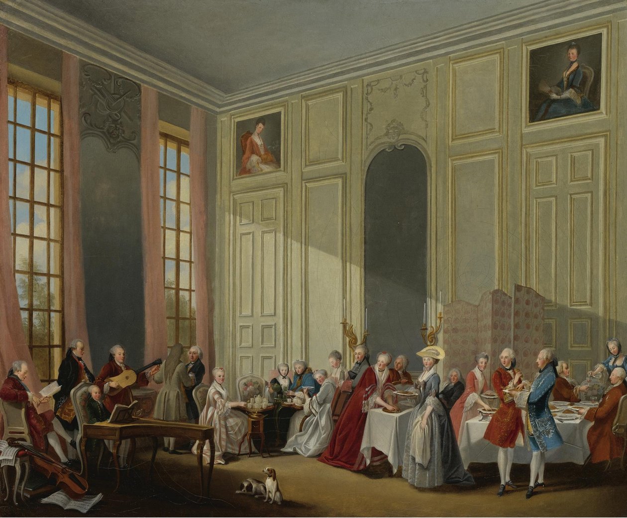 موتسارت يقدم حفلة موسيقية في Salon des Quatre-Glaces في Palais du Temple في The Court Of The P بواسطة ميشيل بارتيليمي أوليفر