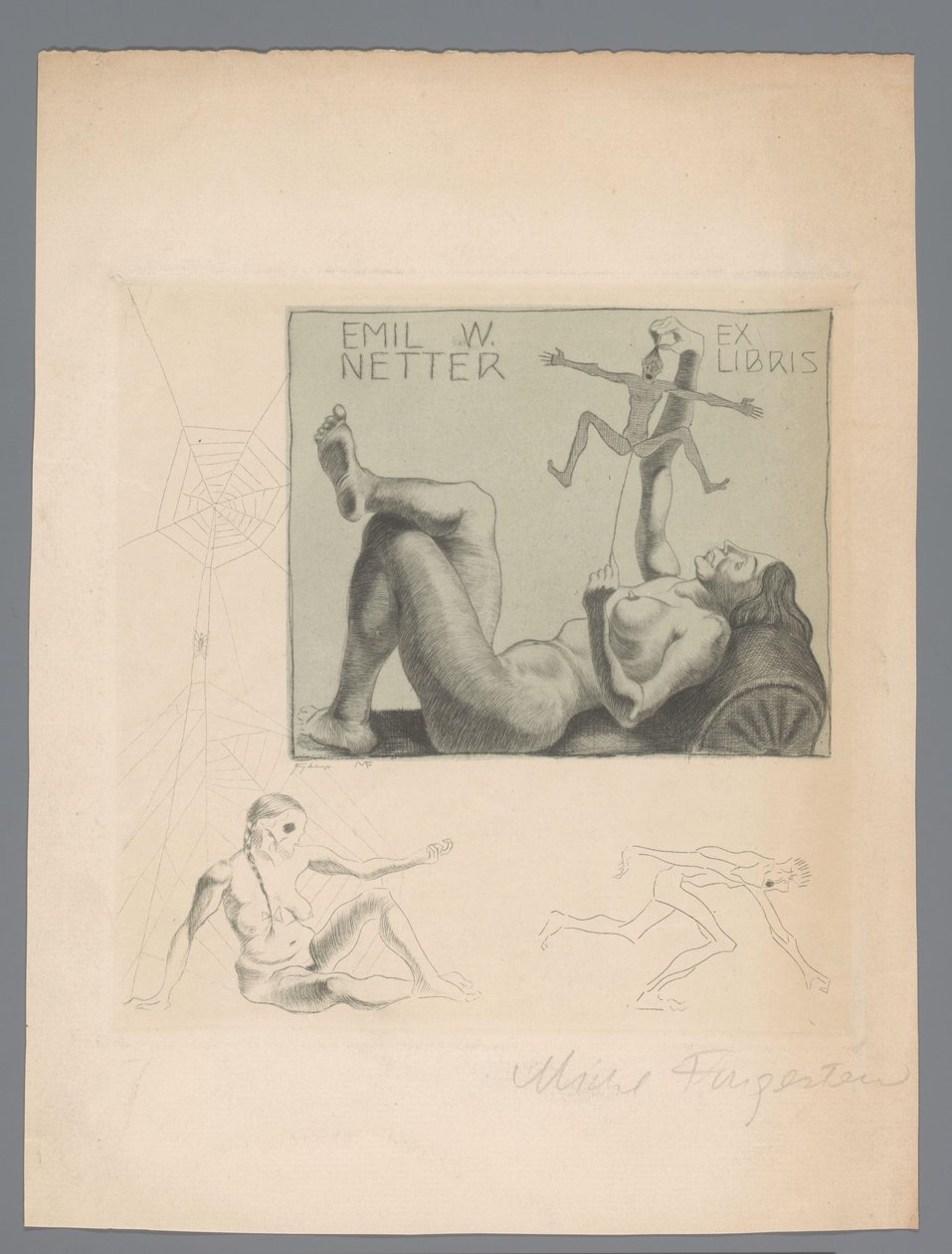 السابق libris van Emil W. Netter بواسطة ميشيل فينجستين (توقيع الفنان)