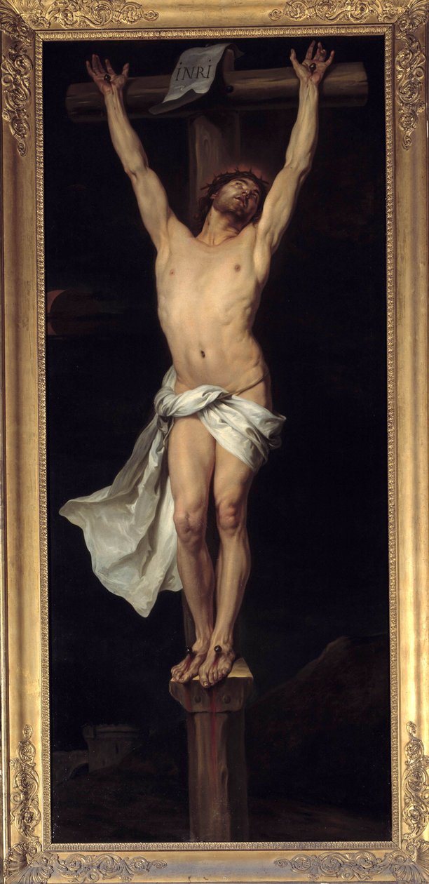 المسيح على الصليب. أدخل "" INRI "على الصليب. لوحة لميشيل فرانسوا داندري باردون (أو داندري باردون 1700-1783). كنيسة الروح القدس ، إيكس أون بروفانس بواسطة ميشيل فرانسوا داندر باردون