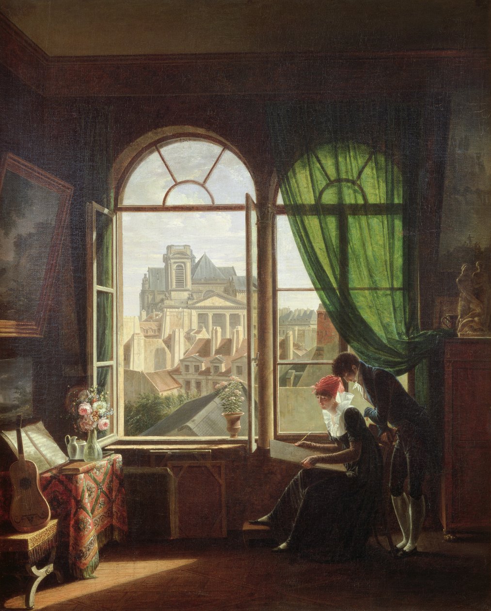 منظر لكنيسة سانت أوستاش من منزل في شارع بلاتريير ، أو داخل الفنان ، ص 1810 بواسطة ميشيل مارتن