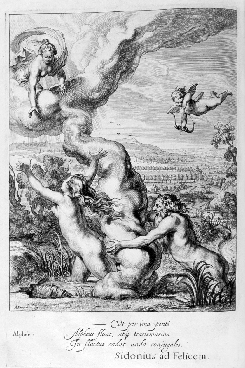 Arethusa تتبعها Alpheus وتحولت إلى نافورة ، 1655 بواسطة ميشيل دي مارول