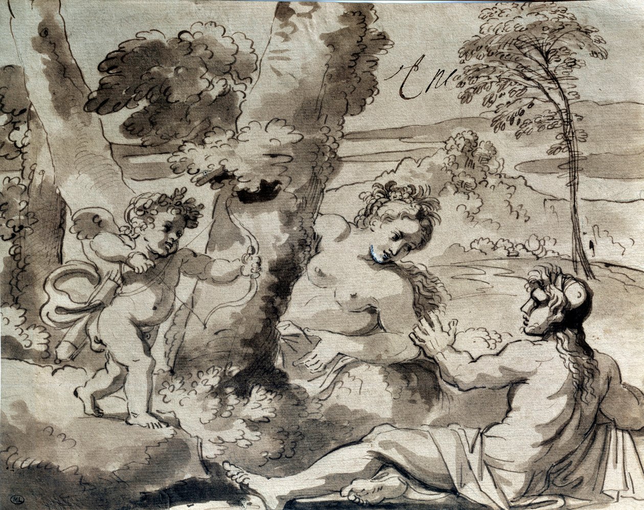 حب راعي وحورية. رسم ميشيل كورنيل (1642-1708) بواسطة ميشيل دي تابيستريس كورنيلي