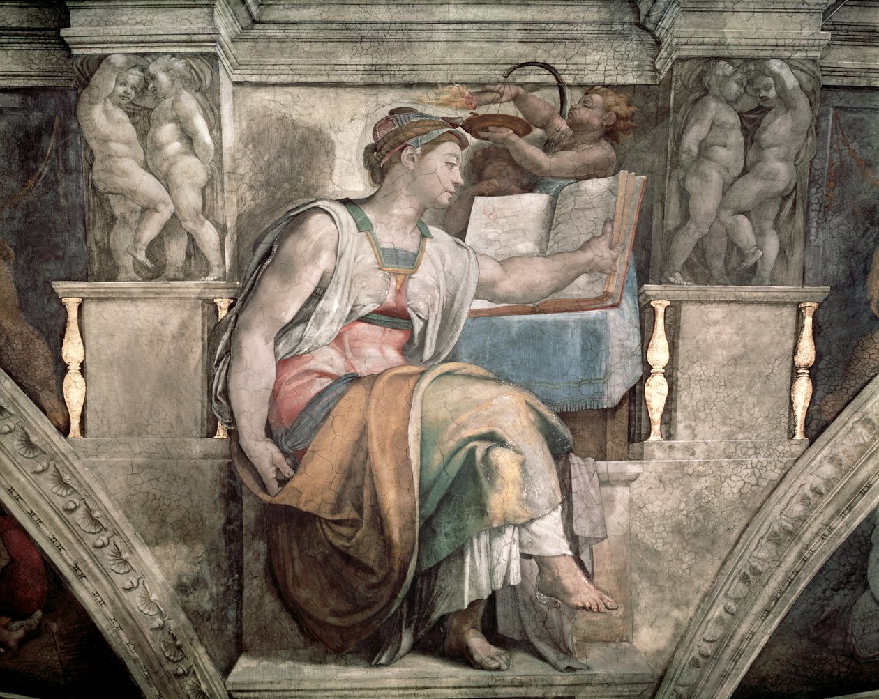 سقف كنيسة سيستين: Erythraean Sibyl ، 1508-12 بواسطة مايكل أنجلو بوناروتي