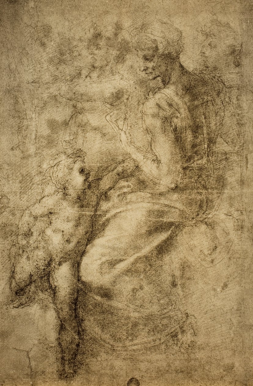 دراسة عن العرافة في كنيسة سيستين ؛ رسم مايكل أنجلو. غاليري ديل أكاديميسيا ، البندقية بواسطة مايكل أنجلو بوناروتي