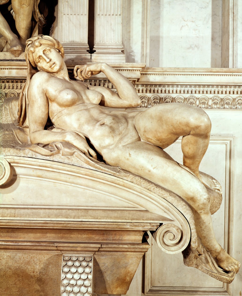 قبر Lorenzo de Medici 1449-92 تفاصيل الفجر ، رخام 1520-24 بواسطة مايكل أنجلو بوناروتي