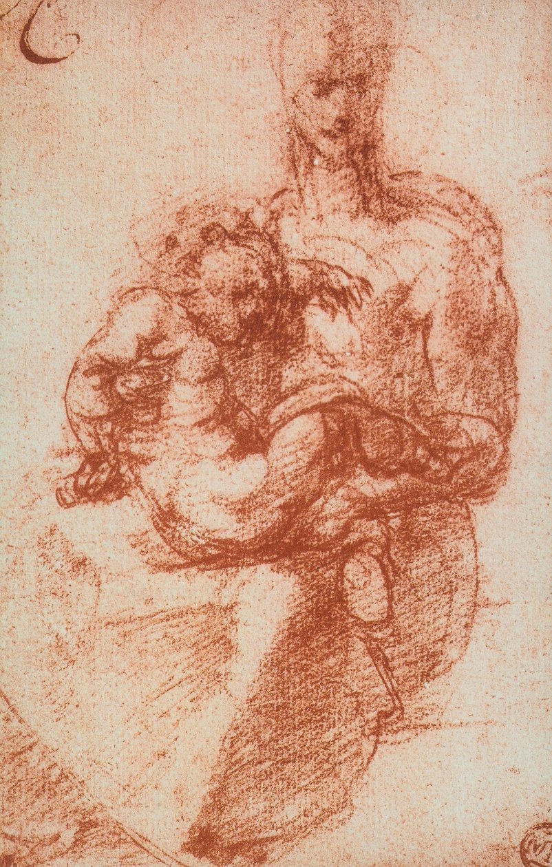 العذراء والطفل ؛ رسم مايكل أنجلو. اللوفر ، باريس بواسطة مايكل أنجلو بوناروتي