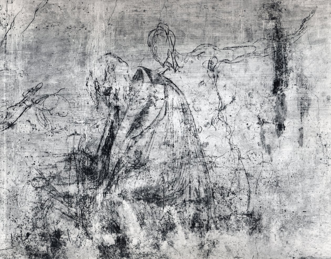 رسم على الحائط لشخصين ، ج 1530 (فحم على جص) بواسطة مايكل أنجلو بوناروتي